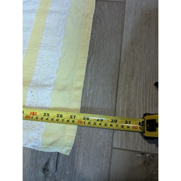Vintage 70s Martex 3 Piece Bath Towel Set Yellow Lace Cotton MCM Cottagecore - Picture 9 of 12